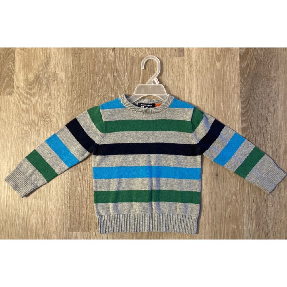 The Children's Place Boy’s Size 2T Blue &  Green Striped Crew Neck Sweater